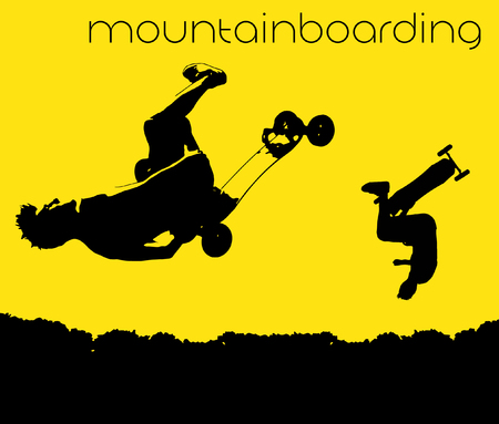 Mountainboarding silhouetteのイラスト素材