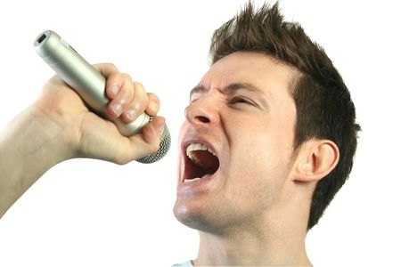 Young man singingの写真素材