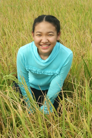 Portrait of young happy girlの写真素材