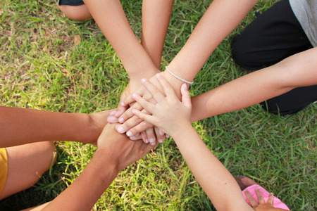 Multicultural hands in a community