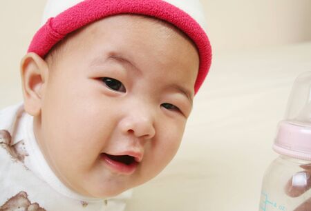 Cute asian baby five monthsの写真素材