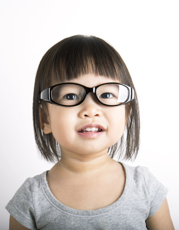 Little cute nerdy girlの写真素材