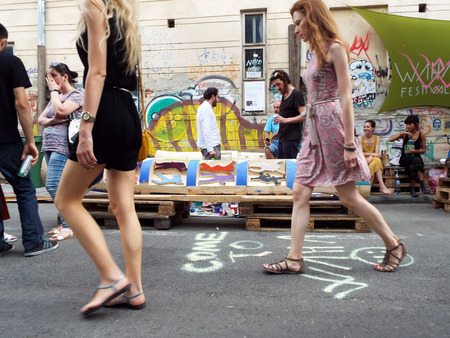 Street Delivery 2015 on Arthur Verona Street in Bucharest, Romania.のeditorial素材