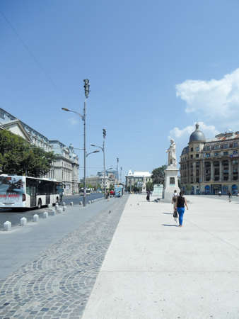 University Square in Bucharest, Romania in a sunny summer day.のeditorial素材