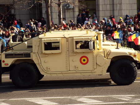 Military parade in Bucharest by Romania's National Day. December 1, 2015.のeditorial素材