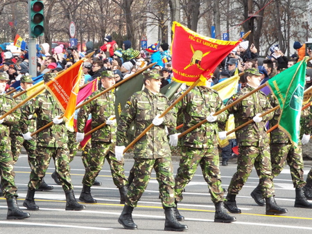 Military parade in Bucharest by Romania's National Day. December 1, 2015.