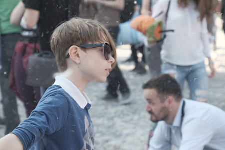 International Pillow Fight Day 2017 in Bucharest, Romania. April 1st in cities around the World.のeditorial素材