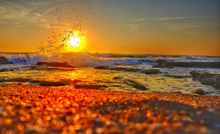 Sunrise over the seaの写真素材