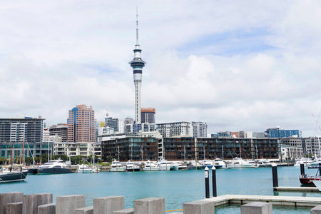 Buildings and boats, Auckland cityのeditorial素材