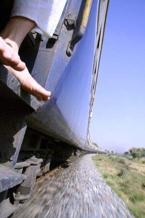 perspectie view of speeding train, indiaの写真素材