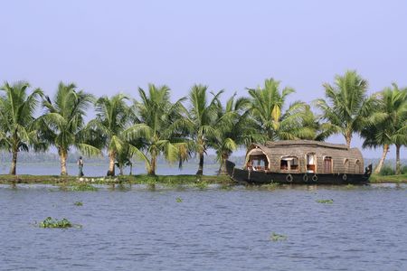 houseboat cruise through the backwaters, kerala, indiaの写真素材