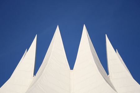 roof of building structure on blue skyの写真素材