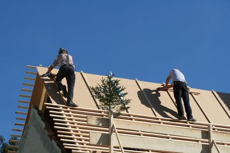 roofers on the roof!の写真素材
