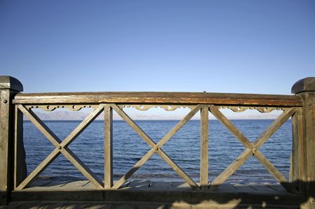 bridge in dahab, red sea, sinai, egyptの写真素材