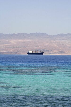 cargo ship on the red sea, sinai, egypt