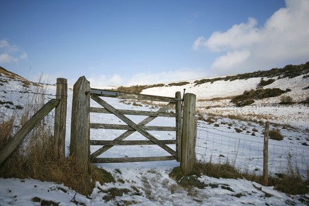gate in field in the south downs near Brighton, England