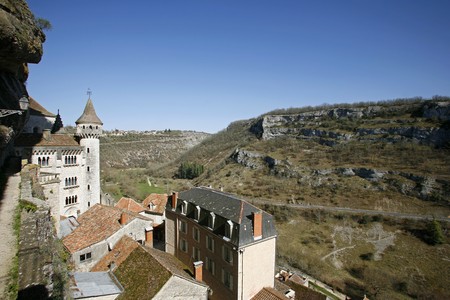 Panoramic view of the village of Rocamadour in Franceの写真素材