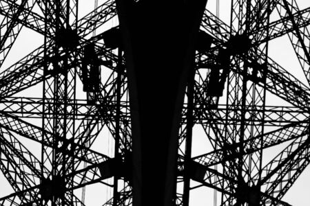 Details of the structure of the eiffel tower in paris, franceの写真素材