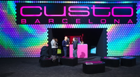 BERLIN - JANUARY 19:  Custo stand at Bread & Butter fair on January 19, 2011 in Berlin, Germany. Tens of thousands of visitors attended the tradeshow this year.のeditorial素材