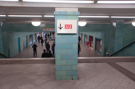 BERLIN - JANUARY 18: u-bahn U2 line on January 18, 2011 in Berlin, The blue tiles scheme was...