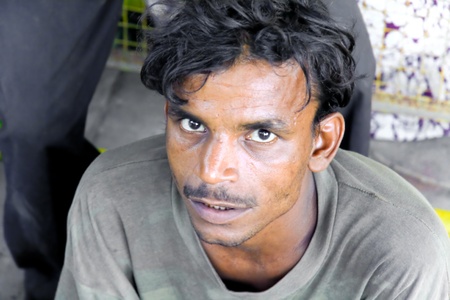 DELHI - SEPTEMBER 22: Portrait of boy beggar on street on September 22, 2007 in Delhi, India. UNHCHR has estimated that India has the largest population of street children in the world.のeditorial素材