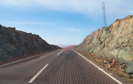 Desert road in the Sinai desert in Egyptのeditorial素材