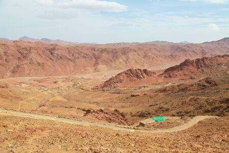 View of path and desert of the Monastery of St Catherine in Egyptのeditorial素材