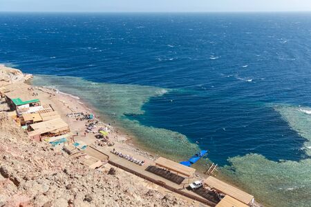 Blue Hole is a popular diving location on east Sinai, a few kilometres north of Dahab, Egypt on the coast of the Red Sea.の写真素材