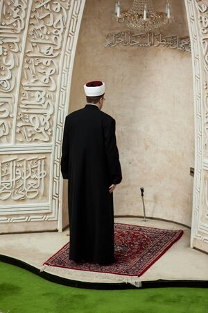Zagreb, Croatia - September 25, 2012  Zagreb Imam leading afternoon prayer in mosque on September 25, 2012 in Zagreb, Croatia  Zagreb Dzamija is one of Europeのeditorial素材