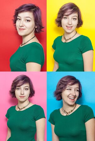 Cute modern and urban looking girl on colorful background