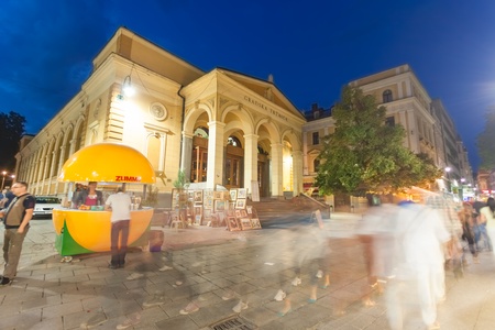 SARAJEVO, BOSNIA - AUGUST 13, 2012  The Museum of Sarajevo at night on August 13, 2012 in Sarajevo, Bosnia  The Museum of Sarajevo is located in central Sarajevo のeditorial素材