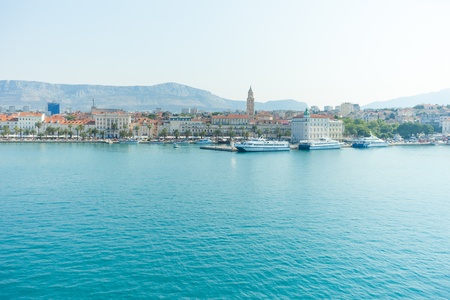 SPLIT, CROATIA - JULY 6, 2012 - View of the port of Split on July 6, 2012 in Split, Croatia. Split is Croatia's second largest port and the third port on the Mediterranean by the number of passengers.のeditorial素材