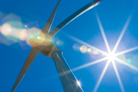 Windmill is a machine that is used to produce electricity の写真素材