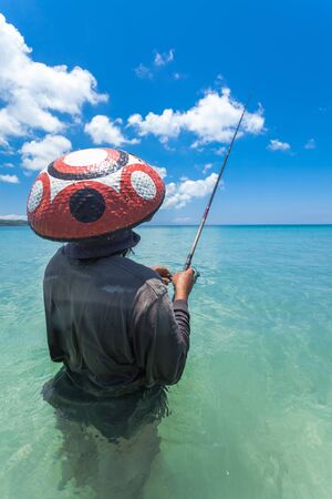 BALI - FEBRUARY 13. Line fishermen on Jimberan beach on February 13, 2012 in Bali, Indonesia. Local fishermen find it harder to make a living due to a lack of fish caused by industrial fishing.のeditorial素材