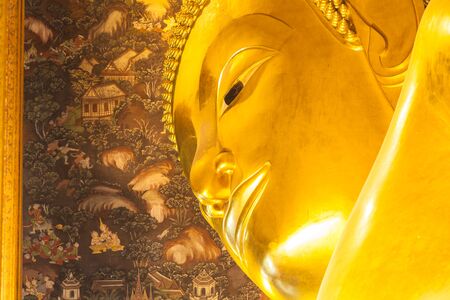Reclining Buddha in Wat Pho temple in Bangkok, Thailand