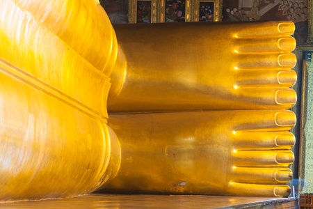 Reclining Buddha s feet in Wat Pho temple in Bangkok, Thailandの写真素材