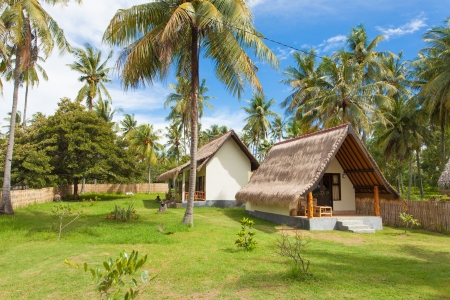Traditional style accommodation on tropical islandのeditorial素材