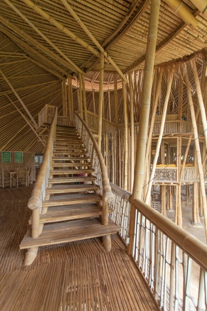BALI, INDONESIA - FEBRUARY 2012: Classroom interiors at Green School on Februray 27, 2012 in Bali, Indonesia. The school is known for promoting eco-friendly concepts to its students.のeditorial素材