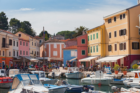 VELI LOSINJ, CROATIA - JUN 10: Boats in a small marina on June 10, 2013 in Veli Losinj, Croatia. Island is known as a tourist and aromatherapy centre.のeditorial素材