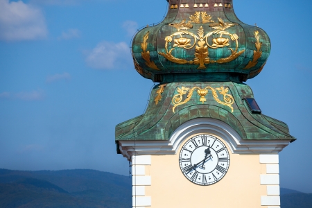 ZAGREB, CROATIA - OCT 2:  Tower detail of St. Mary church on October 2, 2013 in Zagreb, Croatia....