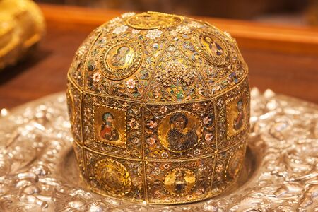 DUBROVNIK, CROATIA - MAY 26, 2014: Exhibit in the Cultural Historical Museum inside the Rectors Palace. The majority of the halls have styled furniture so as to recreate the original atmosphere of these rooms.のeditorial素材