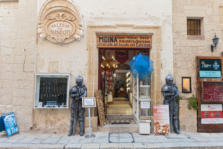 MDINA, MALTA - JANUARY 12, 2015: Entrance to Tales of the silent city, popular audio visual show.のeditorial素材