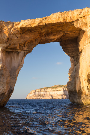 Detail of Azure Window, limestone natural arch on Island of Gozo, Malta.の写真素材