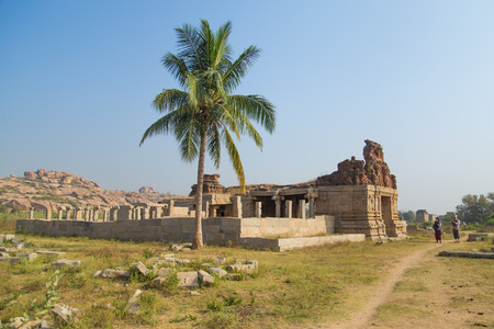 HAMPI, INDIA - 30 JANUARY 2015: Ruins of Hampi are a UNESCO World Heritage Site.のeditorial素材