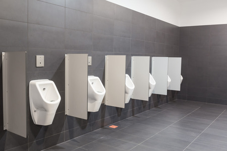 ZAGREB AIRPORT - 24 APRIL 2017: Urinals in airport.のeditorial素材