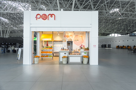 ZAGREB AIRPORT - 24 APRIL 2017: Retail store at departure terminal.のeditorial素材