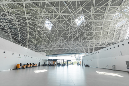 ZAGREB AIRPORT - 24 APRIL 2017: Interior of the departures terminal.のeditorial素材