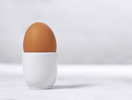 Close up of an egg in an eggcupの写真素材