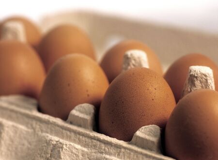 Close up of eggs in egg-box