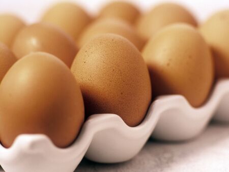 Close up of eggs in a china egg holder